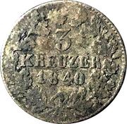 3 Kreuzers - Bernhard II, Germany, 1840 reverse image