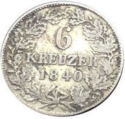 6 Kreuzers - Bernhard II, Germany, 1840 reverse image