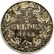 ½ Gulden - Bernhard II, Germany, 1843-1846 reverse image