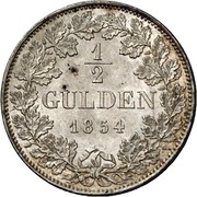 ½ Gulden - Bernhard II, Germany, 1854 reverse image