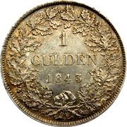1 Gulden - Bernard II, Germany, 1843-1846 reverse image