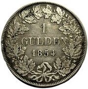 1 Gulden - Bernhard II, Germany, 1854 reverse image