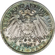 3 Mark - George II, Germany, 1908-1913 reverse image