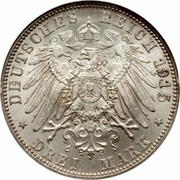 3 Mark - Bernhard III Death, Germany, 1915 reverse image
