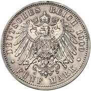 5 Mark - George II, Germany, 1900 reverse image