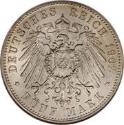 5 Mark - George II, Germany, 1902 reverse image