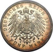 5 Mark - George II, Germany, 1902-1908 reverse image