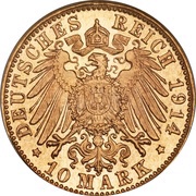 10 Mark - George II, Germany, 1902-1914 reverse image