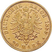 20 Mark - George II, Germany, 1889 reverse image