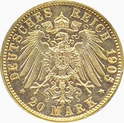 20 Mark - George II, Germany, 1900-1905 reverse image
