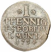 1 Pfennig - Frederick III, Germany, 1750-1755 reverse image