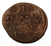 1 Pfennig - Ernest August II Constantine, Germany, 1756-1757 reverse image