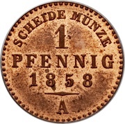 1 Pfennig - Charles Alexander, Germany, 1858-1865 reverse image