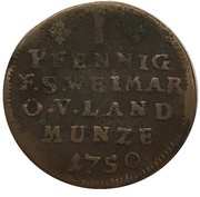 1½ Pfennig - Ernest August Constantin under guardianship of Frederick III of Gotha, Germany, 1750 reverse image