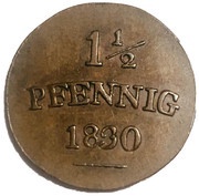1½ Pfennig - Charles Frederick, Germany, 1830 reverse image