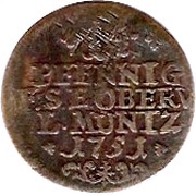 2 Pfennig - Frederick III, Germany, 1750-1755 reverse image