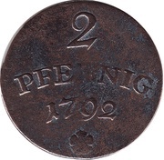 2 Pfennig - Charles August, Germany, 1790-1792 reverse image