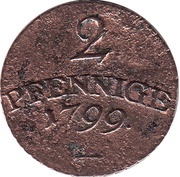 2 Pfennige - Charles August, Germany, 1799 reverse image