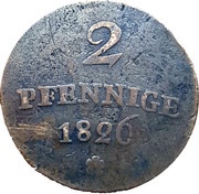 2 Pfennige - Charles August, Germany, 1821-1826 reverse image