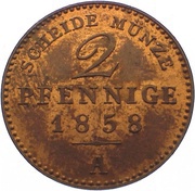 2 Pfennige - Charles Alexander, Germany, 1858-1865 reverse image