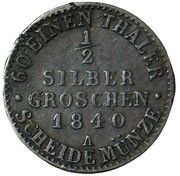 ½ Silbergroschen - Charles Frederick, Germany, 1840 reverse image