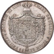 2 Thalers / 3½ Gulden - Charles Alexander, Germany, 1855 reverse image