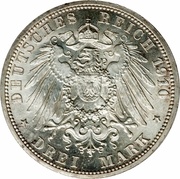 3 Mark - William Ernest Duke's Marriage, Germany, 1910 reverse image