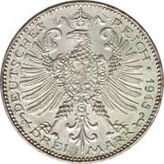 3 Mark - William Ernest Grand Duchy, Germany, 1915 reverse image