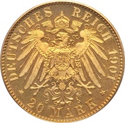 20 Mark - William Ernest, Germany, 1901 reverse image