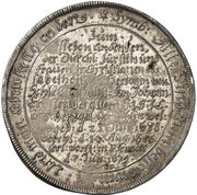 1 Thaler - John Ernest Death of Christiane Elisabeth, Wife of John Ernest, Germany, 1679 reverse image