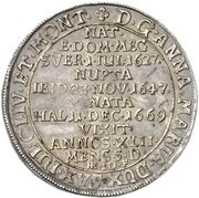 1 Thaler - August Death, Germany, 1669 reverse image