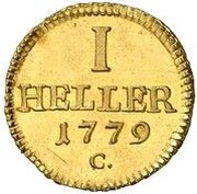 1 Heller - Frederick August III Gold pattern strike, Germany, 1779 reverse image