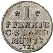 1 Pfennig - Frederick August I Pattern, Germany, 1721 reverse image