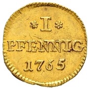1 Pfennig - Frederick August III Gold pattern strike, Germany, 1765 reverse image