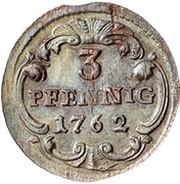 1 Dreier - Frederick August II, Germany, 1760-1762 reverse image