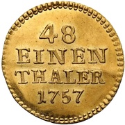 1⁄48 Thaler - Frederick August II Gold pattern strike, Germany, 1757 reverse image