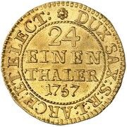 1⁄24 Thaler - Frederick August II Gold pattern strike, Germany, 1757 reverse image