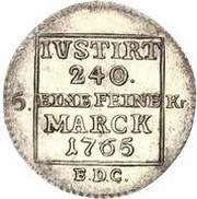 5 Kreuzer - Frederick August III, Germany, 1765 reverse image