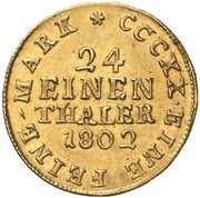 1⁄24 Thaler - Frederick August III Gold pattern, Germany, 1802 reverse image