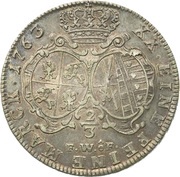 ⅔ Thaler - Frederick August II, Germany, 1763 reverse image