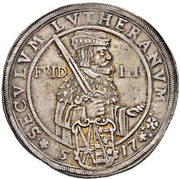 1 Thaler - John George I Centenary of the Reformation, Germany, 1617 reverse image