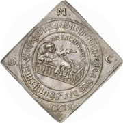 1 Thaler - John George II Klippe; Birth, Germany, 1669 reverse image