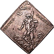 1 Thaler - Frederick August I Klippe; shooting thaler, Germany, 1697 reverse image