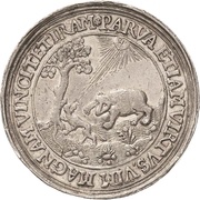 2 Thalers - John George I Accession; Affentaler, Germany, 1611 reverse image