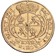10 Thalers - Frederick August II, Germany, 1756 reverse image