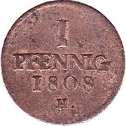 1 Pfennig - Frederick August I, Germany, 1808 reverse image
