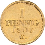 1 Pfennig - Frederick August I Gold pattern strike, Germany, 1808 reverse image