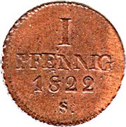 1 Pfennig - Frederick August I, Germany, 1811-1825 reverse image