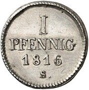 1 Pfennig - Frederick August I Silver pattern strike, Germany, 1816 reverse image