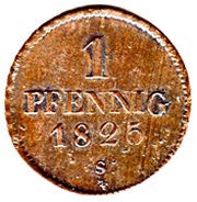 1 Pfennig - Frederick August I, Germany, 1825 reverse image